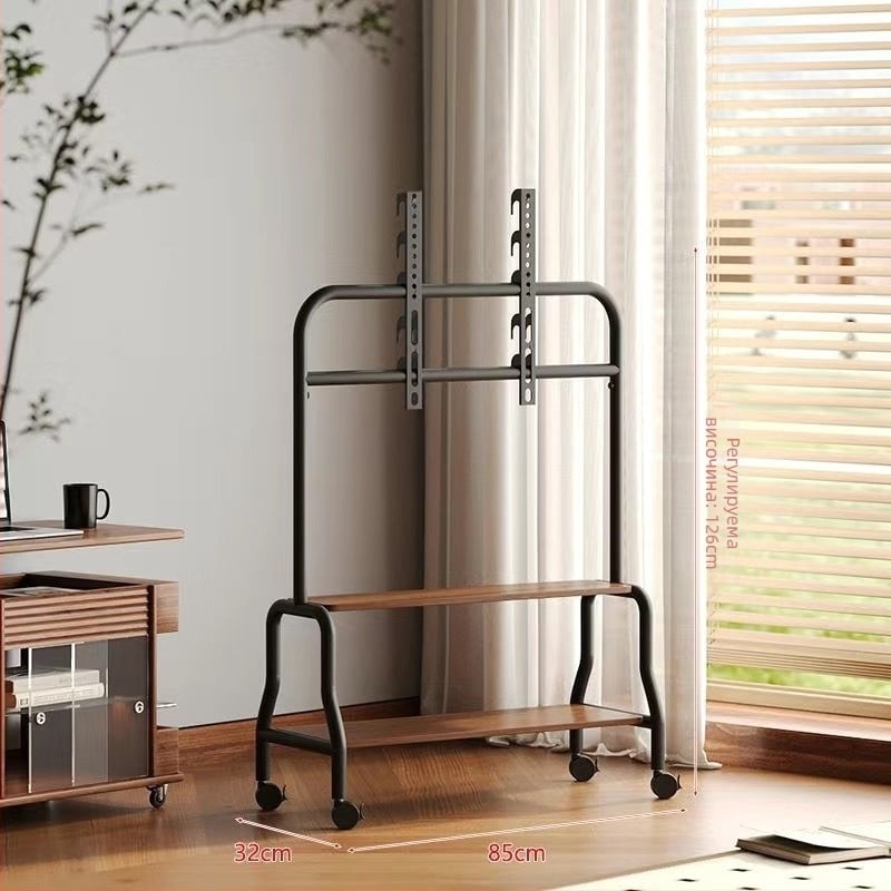 Телевизионна мобилна подова стойка с колела, конструкция от стомана/желязо, подходяща за плоскоекранни телевизори, модел Art cart, тегло 6 кг