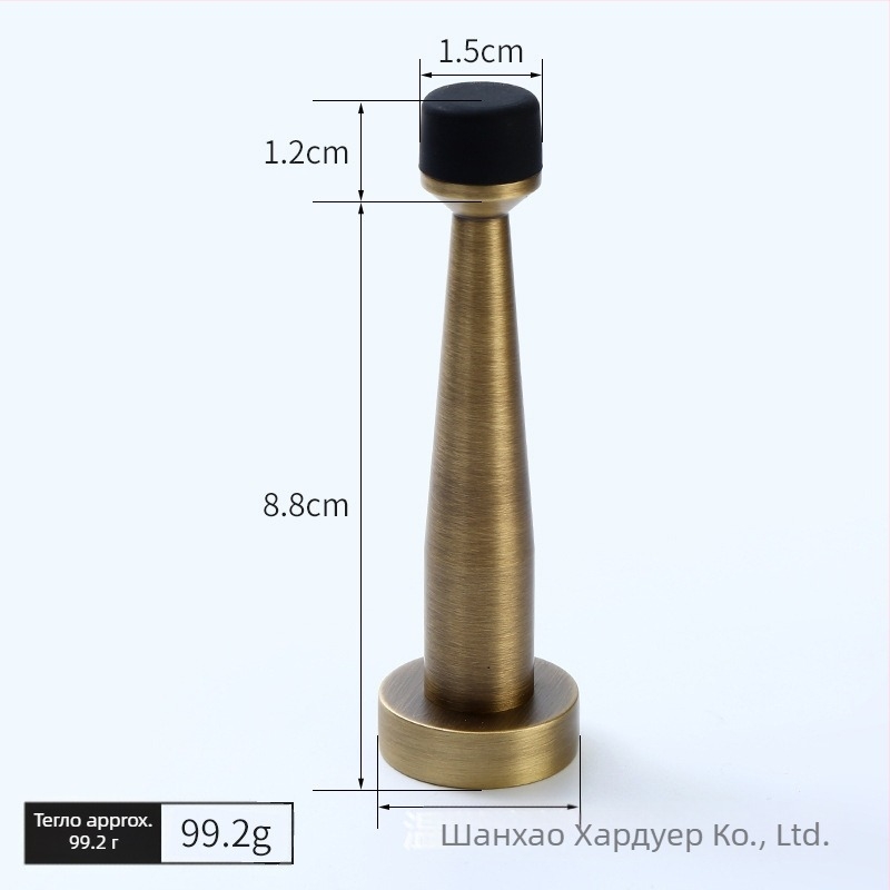 Латунен горен стопер за врата, гумен ограничител, стенен монтаж, удължен без пробиване