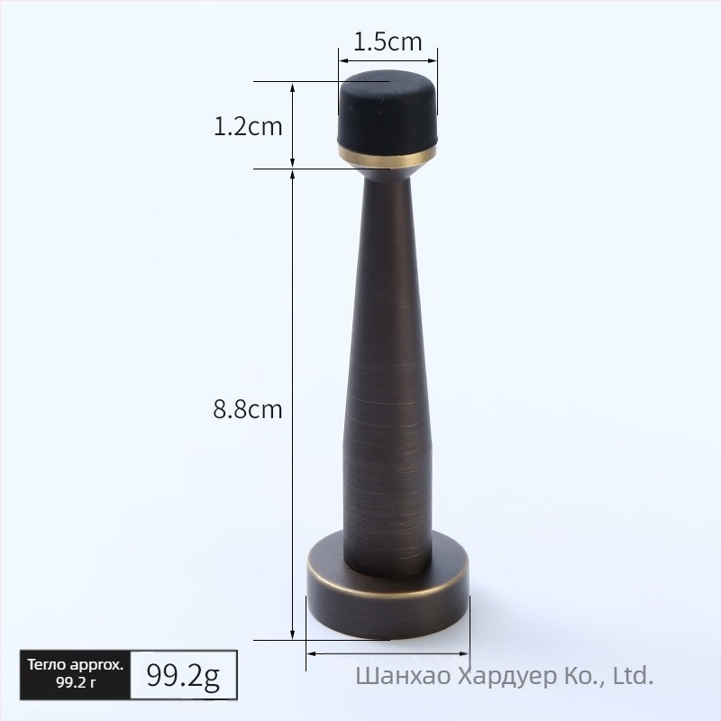 Латунен горен стопер за врата, гумен ограничител, стенен монтаж, удължен без пробиване