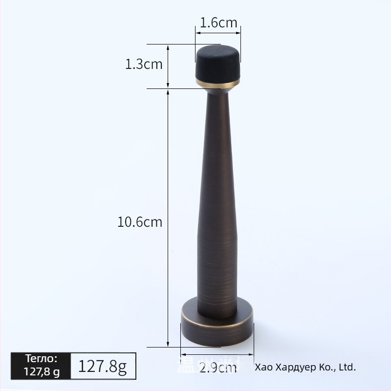 Латунен горен стопер за врата, гумен ограничител, стенен монтаж, удължен без пробиване