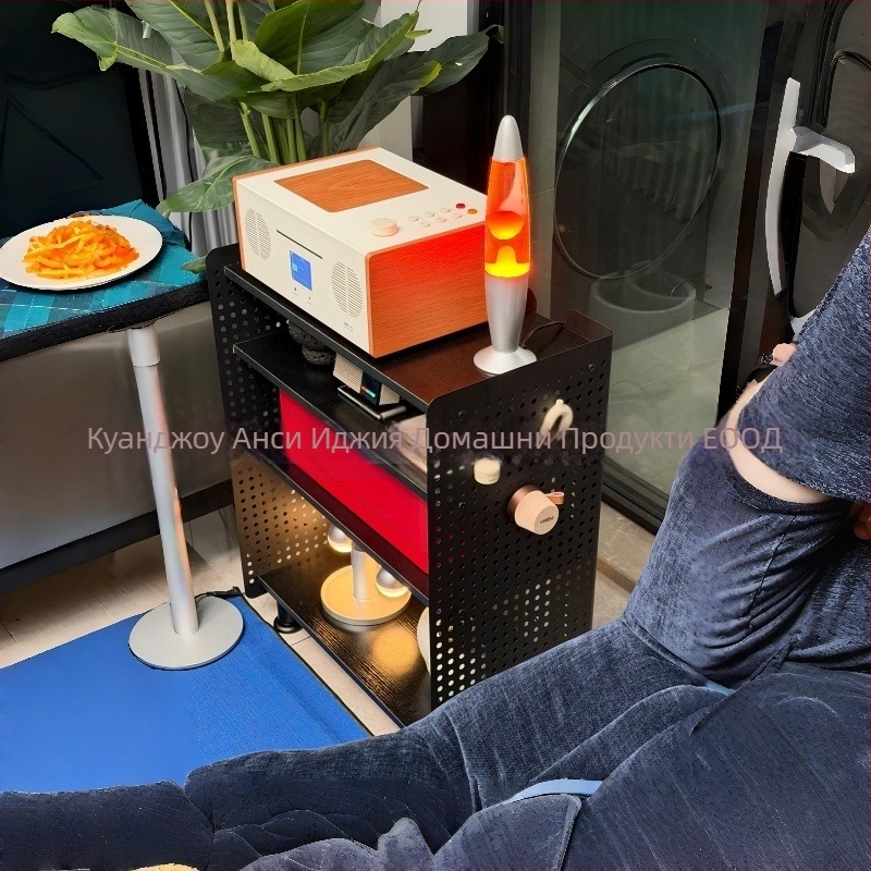 Ретро стил многоетажен шкаф за съхранение за всекидневната, метална конструкция; страничен шкаф до дивана; марка Yijiayi