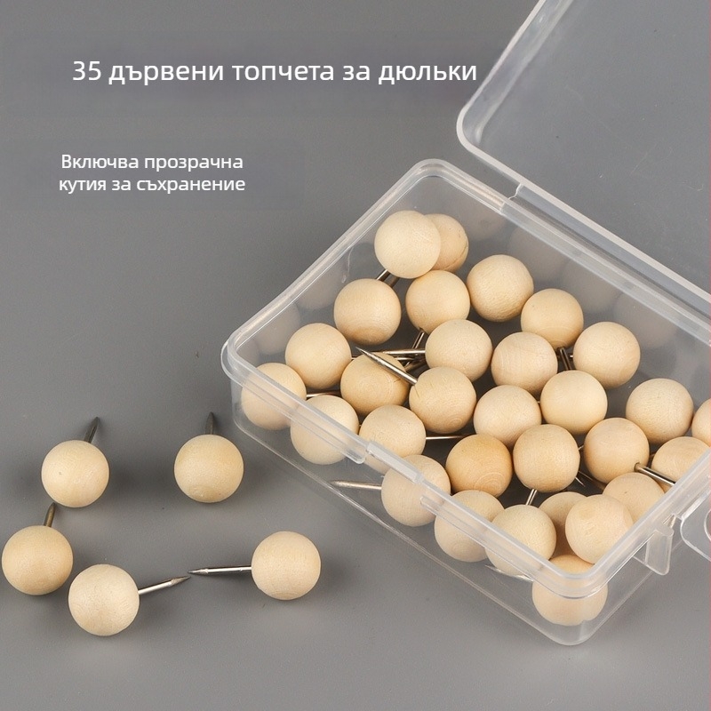 Дървени щипки за коркова дъска с топчеста глава, модел cklrz-008, марка cklrz, в кутия