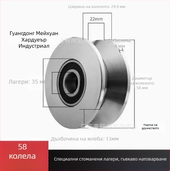 Meixuan Industry Индустриален лагер от неръждаема стомана (201/304) с едно колело, H/V/U тип, водач за плъзгащи врати и машини