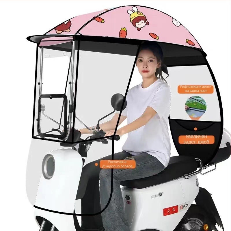 Слънчев чадър с 3‑ребрена фибър рамка, ръчно отваряне/затваряне, UPF 40+ защита, въртящ се и ветроустойчив и водоустойчив покрив