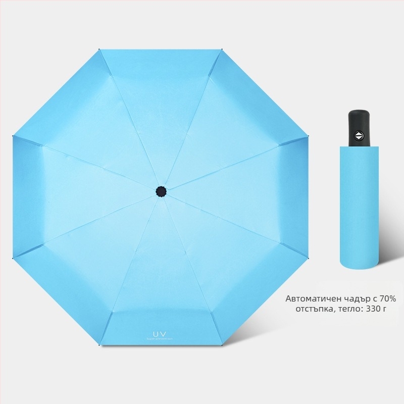 Чадър за слънце с автоматично откриване/затваряне, 8 греди от влакна, плат 210T винилово покритие, UPF>50