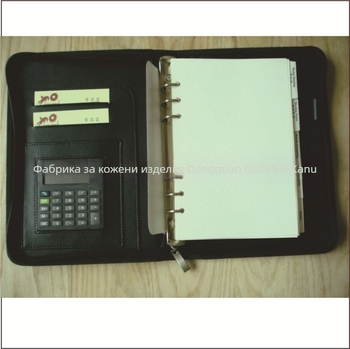 Универсален тефтер с цип, кожа/PU подвързия, подвижни листове, Forest хартия, 80gsm, неръждаем метални фитинги