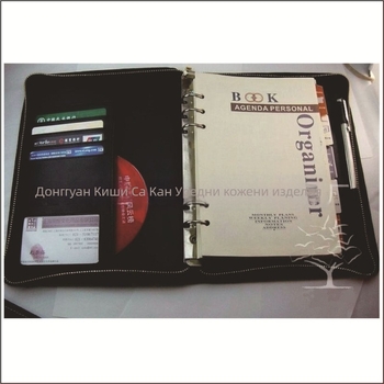 Универсален тефтер с цип, кожа/PU подвързия, подвижни листове, Forest хартия, 80gsm, неръждаем метални фитинги