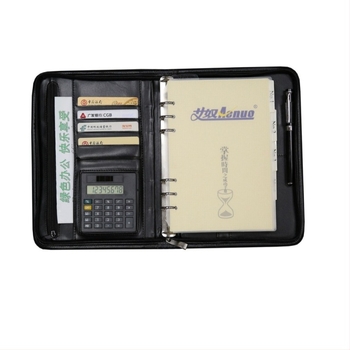 Тефтер с PU покритие и цип, подвързан с отделни листове, неръждаеми метални елементи, модел AN-1035BZ