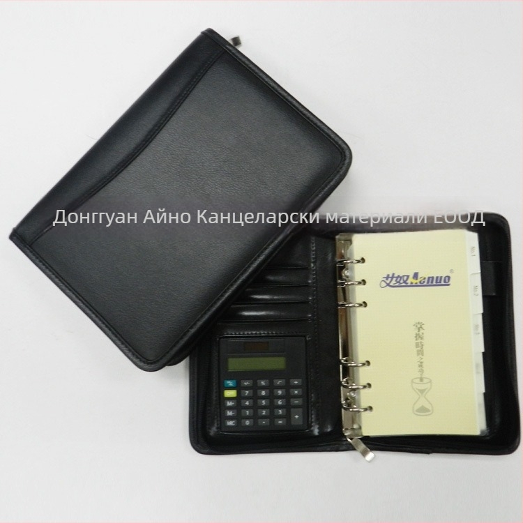 Тефтер с PU покритие и цип, подвързан с отделни листове, неръждаеми метални елементи, модел AN-1035BZ