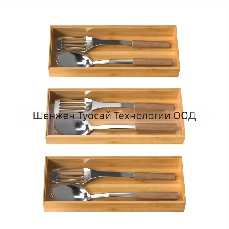 Бамбукова кутия за чекмеджето за кухненски прибори – организатор за прибори, xl023, модерен минималистичен стил