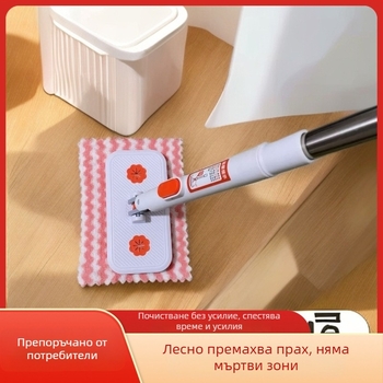 Домашен микрофибърен моп с едно щракване за освобождаване на кърпата и лесно почистване на пода в банята