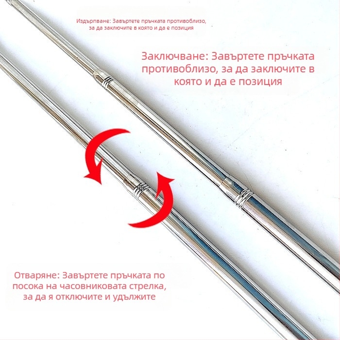 Удължаващ се телескопичен прът за риболовна мрежа от неръждаема стомана, многофункционален с позициониране, сгъваема пръчка за мрежа