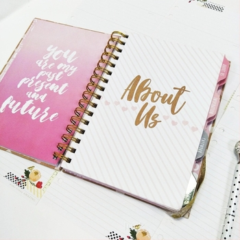 Сватбен планер със спирално подвързване, обложка от хартия, 100 г неутрална хартия, елемент от алуминиева сплав