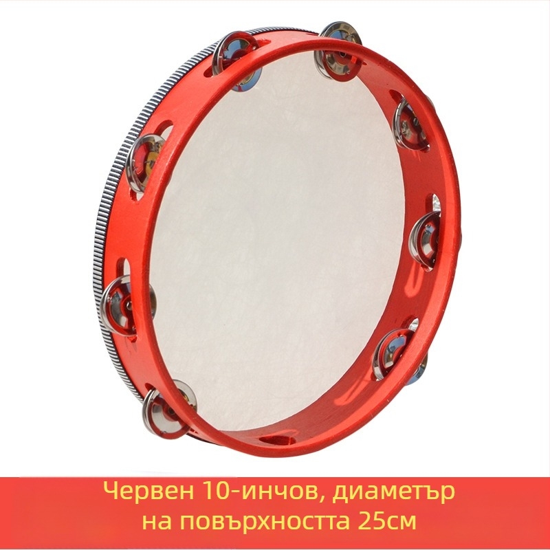 Орфов тамбурин за деца — дървен корпус, 3C категория дървени играчки, подходящ за деца 4–6 години, опаковка: кутия с рисунки, картонена кутия, бяла кутия или мрежеста торба