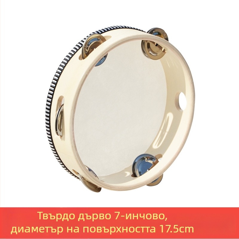 Орфов тамбурин за деца — дървен корпус, 3C категория дървени играчки, подходящ за деца 4–6 години, опаковка: кутия с рисунки, картонена кутия, бяла кутия или мрежеста торба