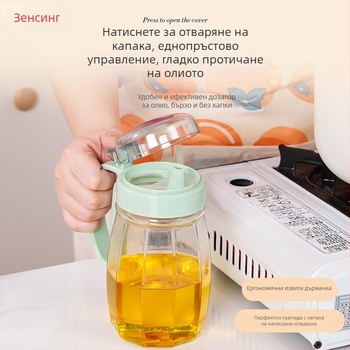 Стъклена бутилка за олио с автоматично отваряне и затваряне, печатано лого, модерен стил