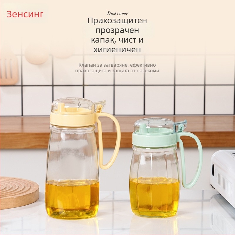 Стъклена бутилка за олио с автоматично отваряне и затваряне, печатано лого, модерен стил