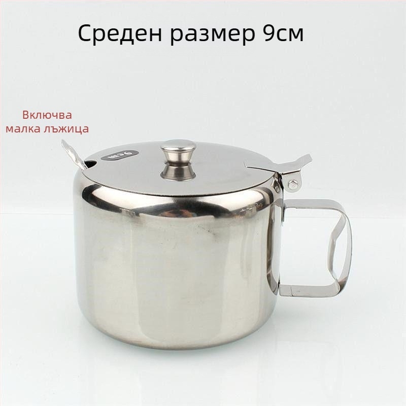Неръждаем стоманен съд за подправки с дръжка; солник, кутия за захар и буркан за чили; за ресторанти и дома; премиум контейнер за твърди подправки