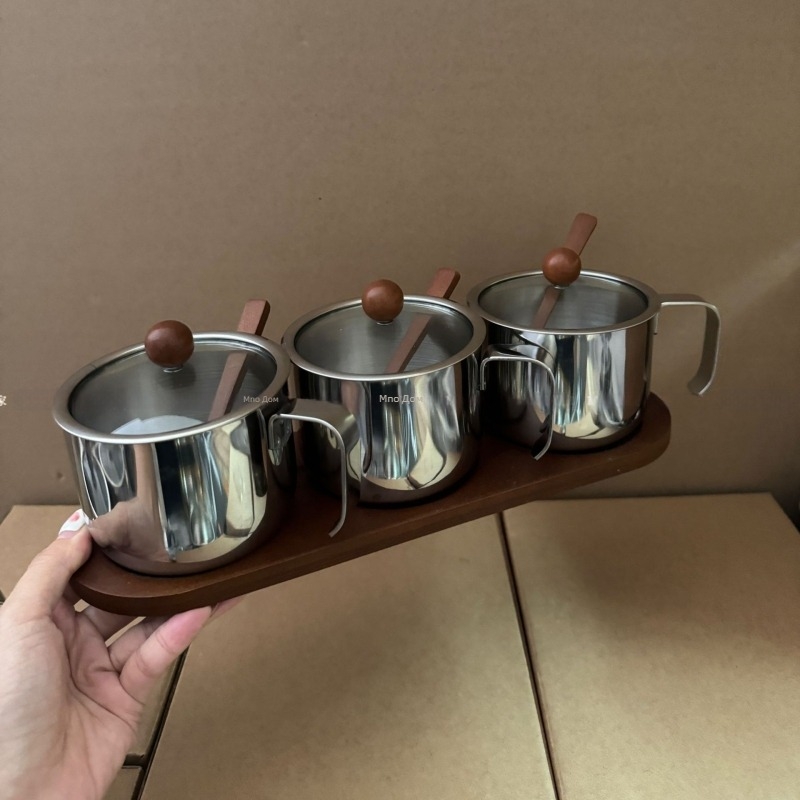 Буркан за подправки със лъжица и капак - неръждаема стомана - за твърди подправки - (Minnow Home, Jieyang, 2024)