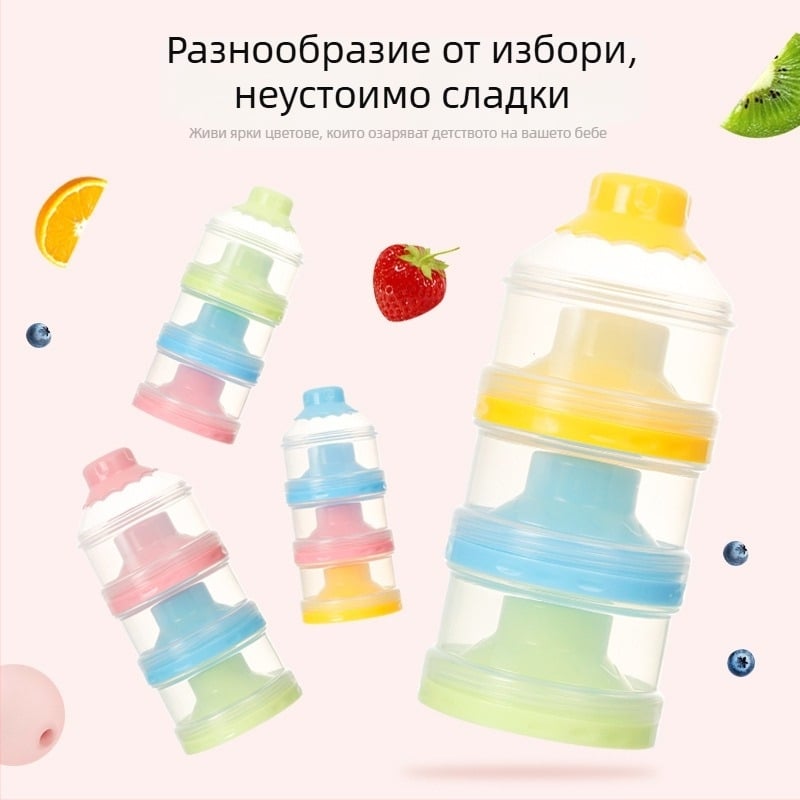 Smoked трислойна кутия за прах за бебета – преносима, безопасна и термоустойчива (Баркод 6971109130162), подходяща за новородени до 3 години