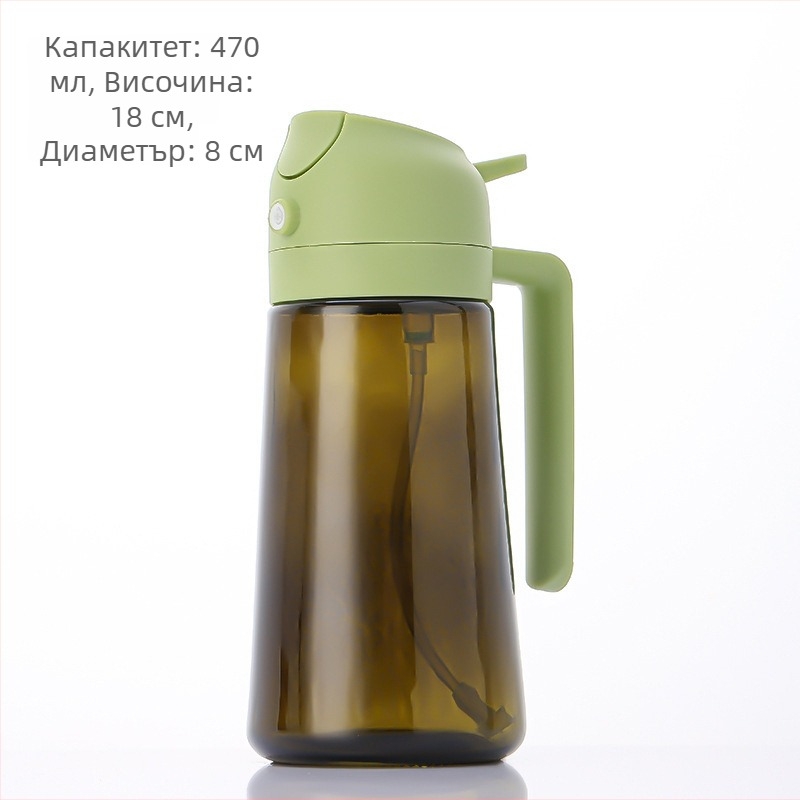 Стъклена бутилка за масло Jie Liang Glass | Двуфункционална кухненска пръскалка, с натискане за пръскане, модерен минималистичен стил, печатано лого