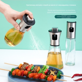 Стъклена бутилка за пръскане на масло с механизъм за натискане, против протичане, печатано лого