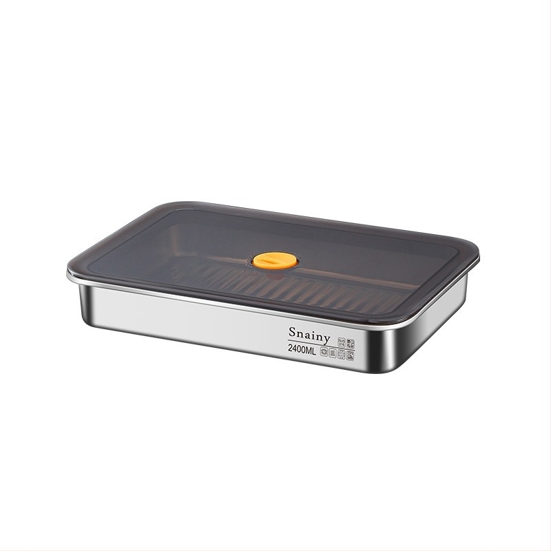 Кутия за пелмени от 304 неръждаема стомана, хранително качество, с капак, запечатана, квадратна, капацитет 2.1–3 л