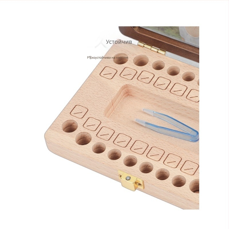 Дървена кутия за млечни зъби – споменник за момчета и момичета, с колекция от пъпна връв и бебешки коси