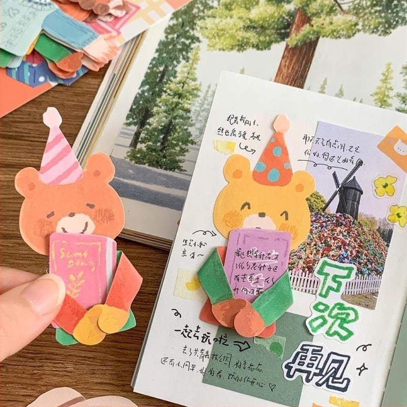 Декоративни бележки за планер от серията маслени пастели: Прегръдка на дрехи; Материал: хартия; Стил: модерен минимализъм; Изработка: печат