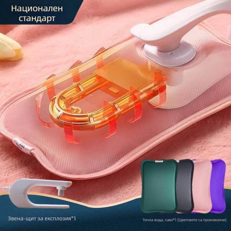 USB-захранвана чанта за гореща вода за загряване на корема и краката, карикатурни кадифени домашни чехли със силиконова подметка