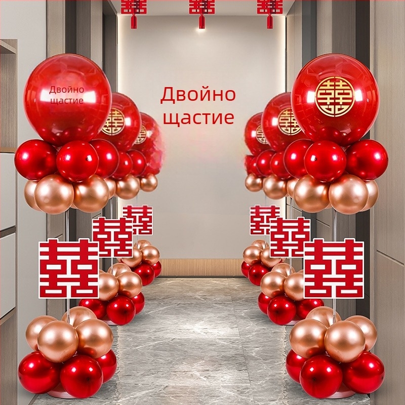 Сватбена колона с балони за външно оформление — латекс материал, латекс балони, без печат, без IP лиценз, форма: друга