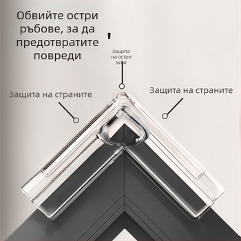Детски предпазител за ъгъл на прозореца – правоъгълен дизайн, анти-колизия с въздушна възглавница, прозрачен