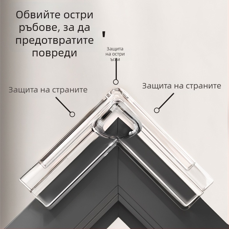 Детски предпазител за ъгъл на прозореца – правоъгълен дизайн, анти-колизия с въздушна възглавница, прозрачен