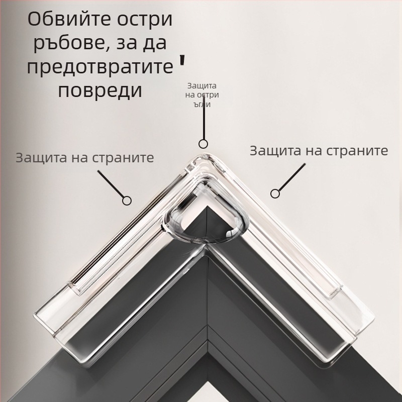 Детски предпазител за ъгъл на прозореца – правоъгълен дизайн, анти-колизия с въздушна възглавница, прозрачен
