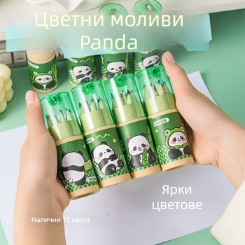 Дървен комплект за рисуване с моливи за деца – код 6627, подаръчна кутия, неподвижен корпус, HB твърдост на върха