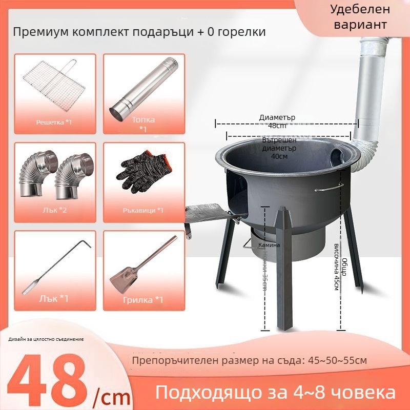 Мини печка на дърва с ултра дебели стени, преносима, нов модел от Powerful Factory