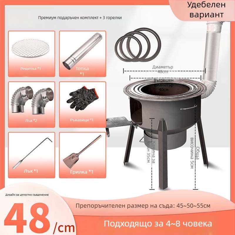 Мини печка на дърва с ултра дебели стени, преносима, нов модел от Powerful Factory