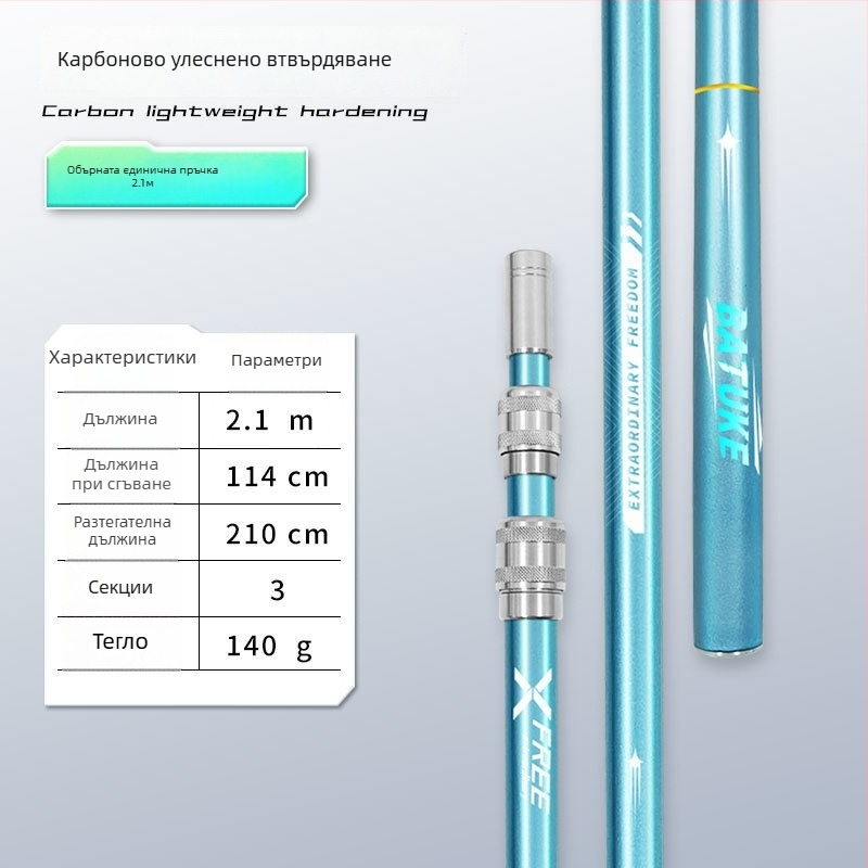 Телескопичен карбонов прът за риболовна мрежа