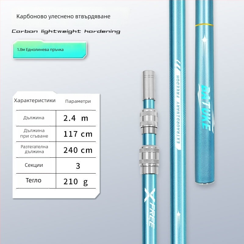 Телескопичен карбонов прът за риболовна мрежа