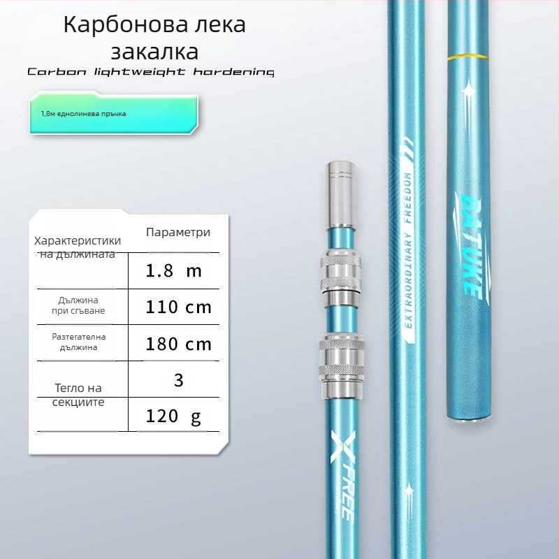 Телескопичен карбонов прът за риболовна мрежа