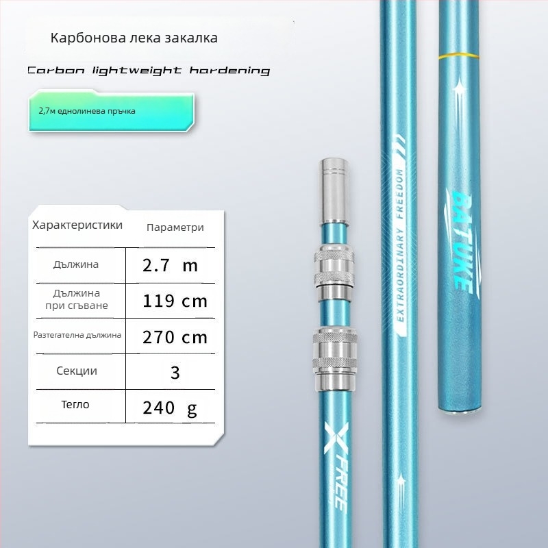 Телескопичен карбонов прът за риболовна мрежа