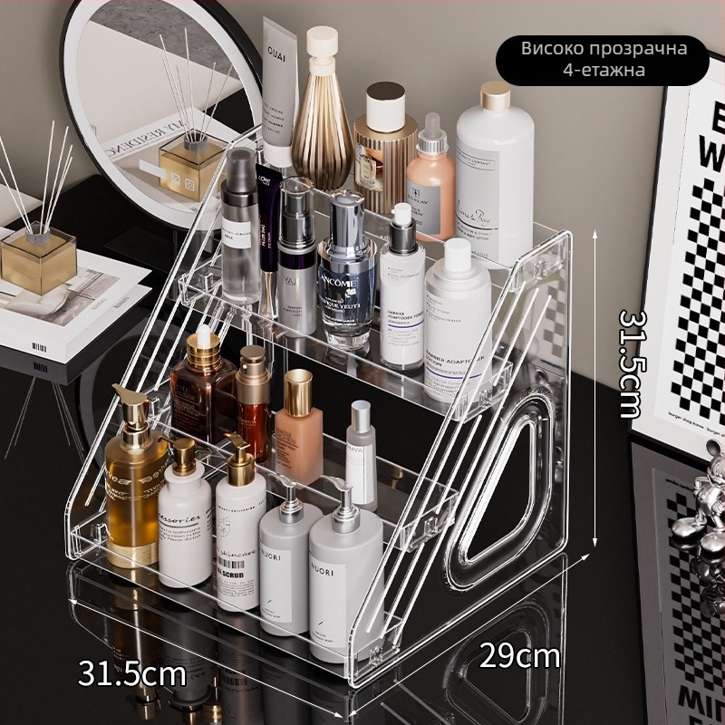 Козметична витрина за бюро, прозрачен PET дисплей за грижа за кожата, парфюми и маски, модерен минималистичен стил, капак със щракване, пуснат през 2025