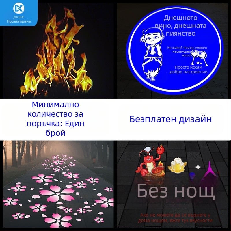 Рекламна прожекционна лампа за лого с въртящ се светлинен елемент, LED, 220V, IP20, модел: проектор за лого