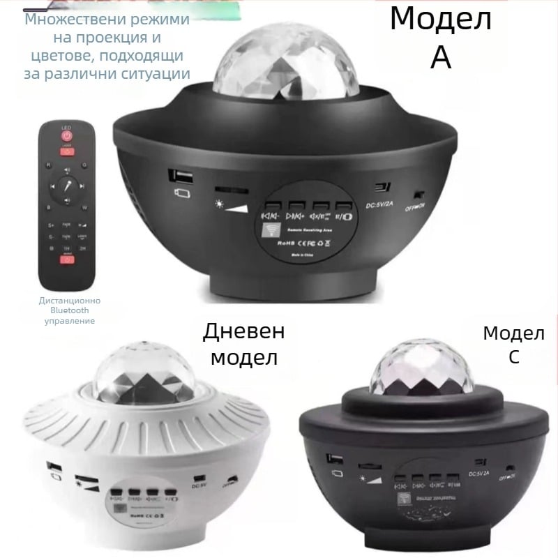 Мини лазерна светлина с проекция на звездното небе – LED, IP43, 5V, за външна употреба