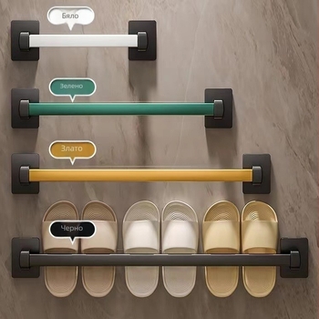 Стенно монтиран метален шкаф за чехли в банята, без пробиване, модел xw-703, Nordic стил, разстояние 5 см