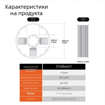 FDM 3D филамент - PLA материал, 1 кг, марка Tiny
