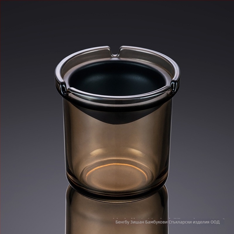 Пепелник с капак, форма на фуния, устойчив на вятър, стъклен, дебело стъкло, с възможност за персонализация