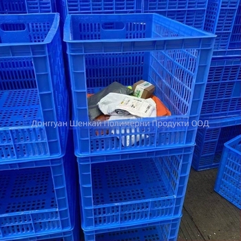 Дебелостенна открита пластмасова кутия за складово сортиране, инжекционно-формована HDPP, стелеща се, за прехвърляне на плодове и зеленчуци, товароподемност 50