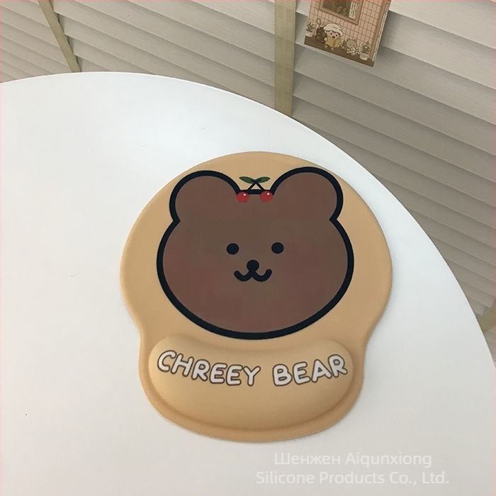 Подложка за клавиатура и мишка с дизайн на мечка, подложка за китката, двустранна, противохлъзгаща, USB хъб