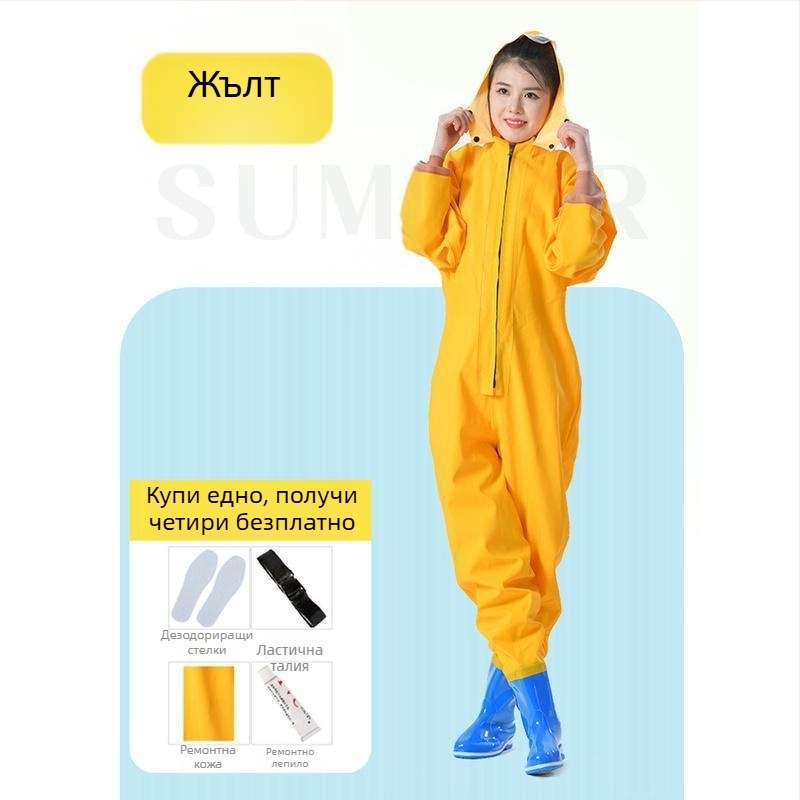 Женски водоустойчив костюм за водни дейности с водни панталони и водни обувки, пълен дъждовен комплект за лято риболов